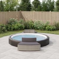 Spa-bankjes met kussens 2 st poly rattan grijs - thumbnail