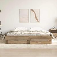 Bedframe met lades artisanaal eikenkleurig 180 x 200 cm - thumbnail