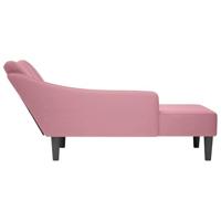 Chaise longue met rechterarmleuning fluweel roze - thumbnail