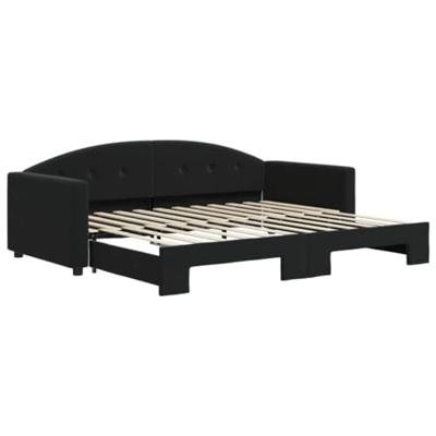 Slaapbank met onderschuifbed 90x200 cm fluweel zwart