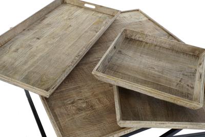 Hoofdtafel DKD Home Decor Zwart Natuurlijk Hout Metaal 120 x 120 x 55 cm Hoofdtafel DKD Home Decor Zwart Natuurlijk Hout Metaal 120 x 120 x 55 cm