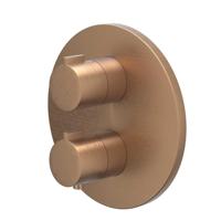 Afbouwdeel IVY Pact Inbouwthermostaat Symmetry 2-Weg Stop-Omstel Met Rond Rozet Geborsteld Mat Koper PVD IVY - thumbnail