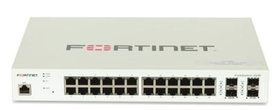 Fortinet | FS-224E | FortiSwitch-224E L2/L3 Switch - 24x GE RJ45 poorten, 4x GE SFP Slots. Geschikt voor de FortiGate Switch controller.