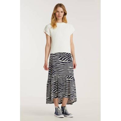 Geisha rok met all over print donkerblauw/wit