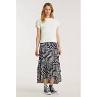 Geisha rok met all over print donkerblauw/wit - thumbnail