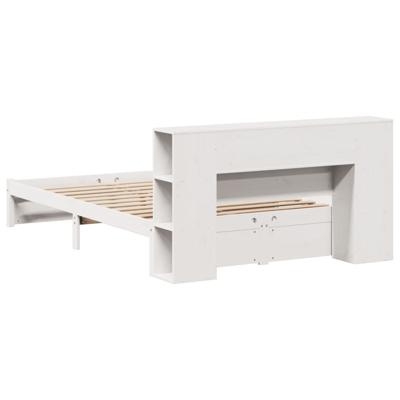 Bed met boekenkast zonder matras grenenhout wit 160x200 cm - thumbnail