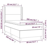 Boxspring met matras stof donkergrijs 80x200 cm - thumbnail