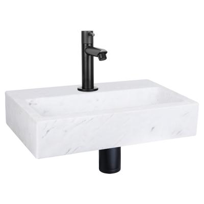 Differnz Flat fonteinset - 38x24x8cm - Rechthoek - 1 kraangat - Recht matte zwarte kraan - Marmer Wit SW451336/SW519660/SW529054/SW796275 Differnz Flat fonteinset - 38x24x8cm - Rechthoek - 1 kraangat - Recht matte zwarte kraan - Marmer Wit SW451336/SW519660/SW529054/SW796275