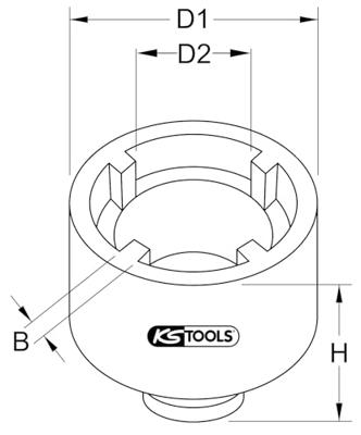 KS Tools 450.5029 3/4 gleufmoer KM9, tap inwendig