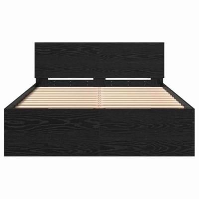 Bedframe met hoofdeinde Zwart Eiken 120 x 190 cm Bewerkt hout