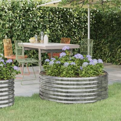 Plantenbak 100x100x36 cm gegalvaniseerd staal zilverkleurig