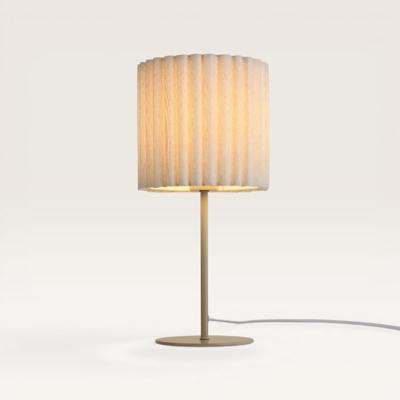 Tafellamp Selyra lino bianco s - Lamp voor binnen, met kap van geplooid linnen en metalen voet - Zonder lichtbron