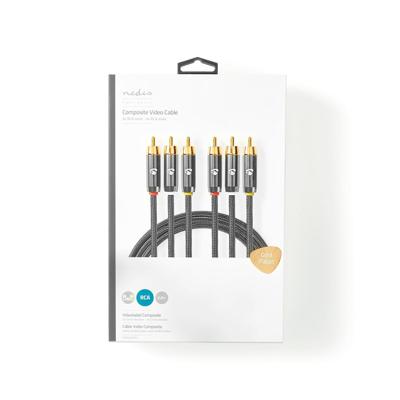 Nedis Composiet Videokabel | 3x RCA Male | 3x RCA Male | 2 m | 1 stuks - CVTB24300GY20 CVTB24300GY20