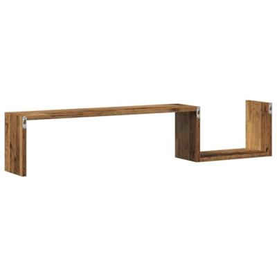 Wandschappen 2 st 100x15x20 cm bewerkt hout oud houtkleurig