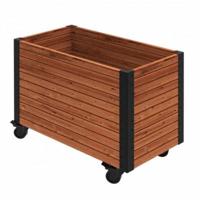 Hoge Rechthoekige Plantenbak ThermoWood® Cubic Op Wielen - thumbnail