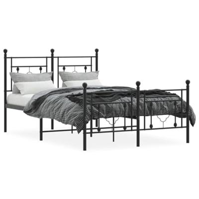Bedframe met hoofd- en voeteneinde metaal zwart 120x200 cm
