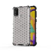 Voor Galaxy M30s shock proof honingraat PC + TPU case (wit) - thumbnail