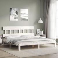 Bedframe zonder matras massief grenenhout wit 200x200 cm - thumbnail