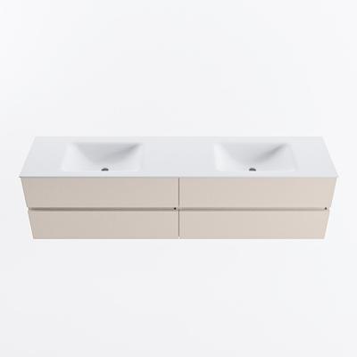 MONDIAZ VICA 190cm badmeubel onderkast Linen 4 lades. Wastafel CLOUD dubbel 2 kraangaten, kleur Talc.