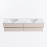 MONDIAZ VICA 190cm badmeubel onderkast Linen 4 lades. Wastafel CLOUD dubbel 2 kraangaten, kleur Talc. - thumbnail