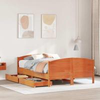 Bedframe zonder matras massief grenenhout wasbruin 135x190 cm - thumbnail