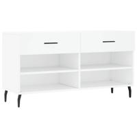 VidaXL Schoenenbank 102x35x55 cm bewerkt hout wit - thumbnail