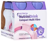 NutriniDrink Compact Multi Fibre Aardbeiensmaak 4x125ml - thumbnail