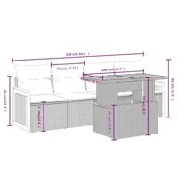 5-delige Loungeset met kussens poly rattan beige - thumbnail