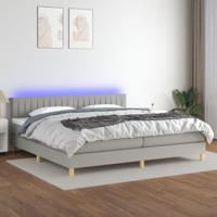 Boxspring met matras en LED stof lichtgrijs 200x200 cm - thumbnail