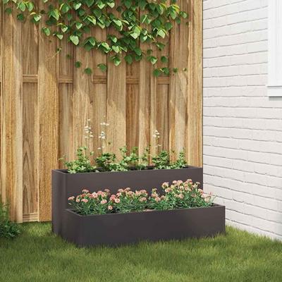 VidaXL Tuin bloempot zwart 100 x 60 x 45 cm koudgewalst staal
