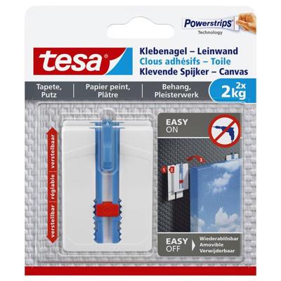 Klevende spijker tesa canvas behang 2kg wit | 8 stuks