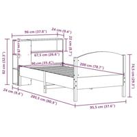 Bed met boekenkast zonder matras grenenhout wit 90x200 cm - thumbnail