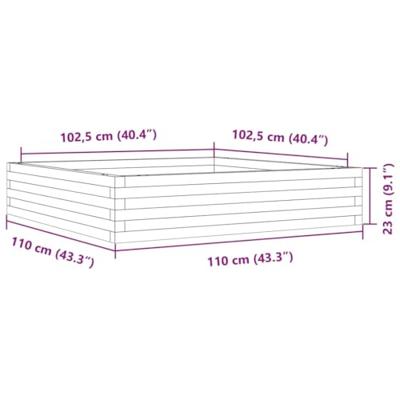 VidaXL Plantenbak 110x110x23 cm massief grenenhout