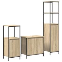 Badkamermeubelset 3 pcs Sonoma Eiken en Zwart Bewerkt hout - thumbnail