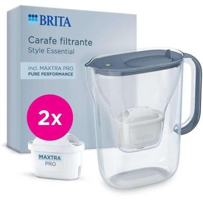 BRITA Filterkan - Essential Style Mineral Blue - 2,4 liter inhoud inclusief 1,4 liter gefilterd water - 2 Maxtra Pro Pure Filters