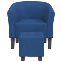 Kuipstoel met voetenbank stof blauw - thumbnail