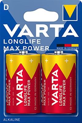 VARTA Longlife Max Power D Mono LR20 Batterij (verpakking met 2 stuks) Alkaline Batterijen – Made in Germany – ideaal voor speelgoed en dagelijks gebruikte apparaten