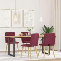 Eetkamerstoelen 4 st stof wijnrood - thumbnail