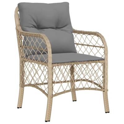 9-delige Tuinset met kussens poly rattan gemengd beige