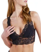 Bralette kant - Lace Bra Top - Zwarte dames kanten bh top - - thumbnail