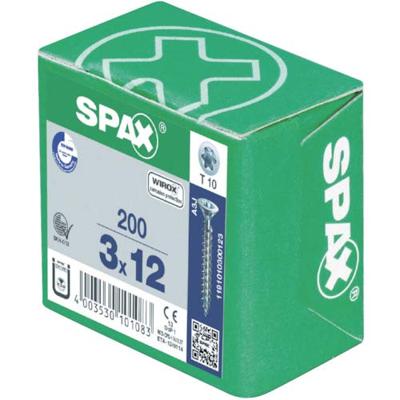 200 Spax schroeven 3,5x45mm deeldraad verzonken kop T20