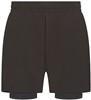 Tombo TL615 Men's Double Layer Sports Short - Black/Black - XXL
