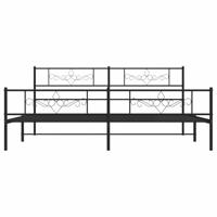 Bedframe met hoofd- en voeteneinde metaal zwart 193x203 cm - thumbnail