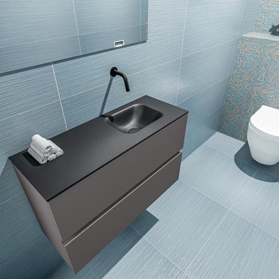 MONDIAZ ADA 80cm toiletmeubel dark grey. LEX wastafel urban rechts zonder kraangat MONDIAZ ADA 80cm toiletmeubel dark grey. LEX wastafel urban rechts zonder kraangat
