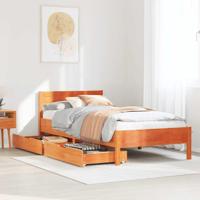 Bedframe zonder matras massief grenenhout wasbruin 100x200 cm - thumbnail