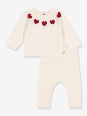 2-delige tricot set voor baby PETIT BATEAU ecru