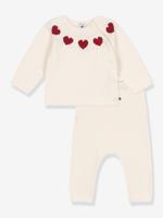 2-delige tricot set voor baby PETIT BATEAU ecru - thumbnail