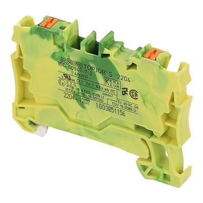 WAGO 2204-1207 Aardingsklem 6.20 mm Push-In-klem Groen, Geel 50 stuk(s)