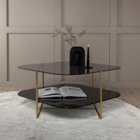 Nohr Salontafel 'Nadir' Glas en marmerlook, 85 x 85cm - thumbnail