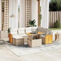 8-delige Loungeset met kussens poly rattan beige - thumbnail